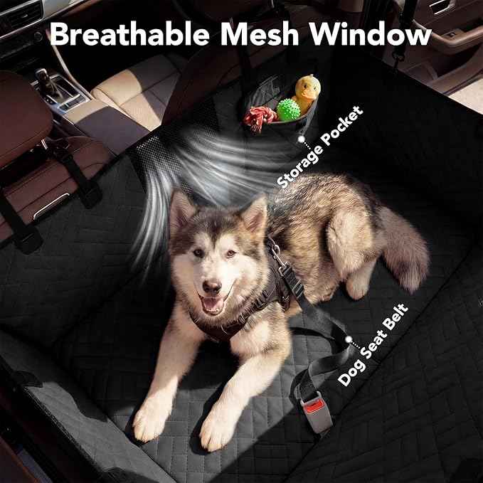 Dog Car Seat Cover for Back Seat, 600D Heavy-Duty Oxford Cloth Pet Car Seat Cover with Hard Bottom, Waterproof Dog Hammock for Car, Dog Car Seat Protector Scratch Proof Nonslip, Holds 400lbs