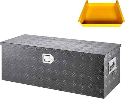 Heavy Duty Aluminum Truck Bed Tool Box 36'', Professional-Grade Storage Chest with Secure Lock, Gas Strut Lid, and Small Parts Organizer, Durable Heavy Duty Alu Tool Box for Pickup, RV, Trailer