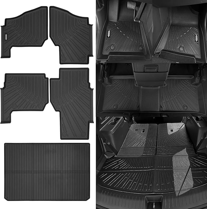 Custom Fit Floor Mats for Polaris Ranger Crew XP 1000 2019-2025, All Weather TPE Floor Liners with Trunk Mat, Odorless Full Set Interior Accessories