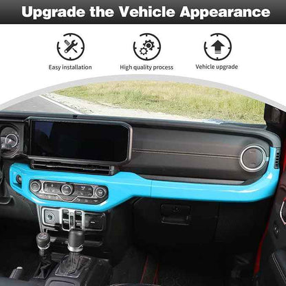 CheroCar for JL Center Console Headlight Air Conditioning Control Panel & Co-Pilot Handle Panel Interior Accessories fit for Jeep Wrangler JL JLU 2024+,Light Blue