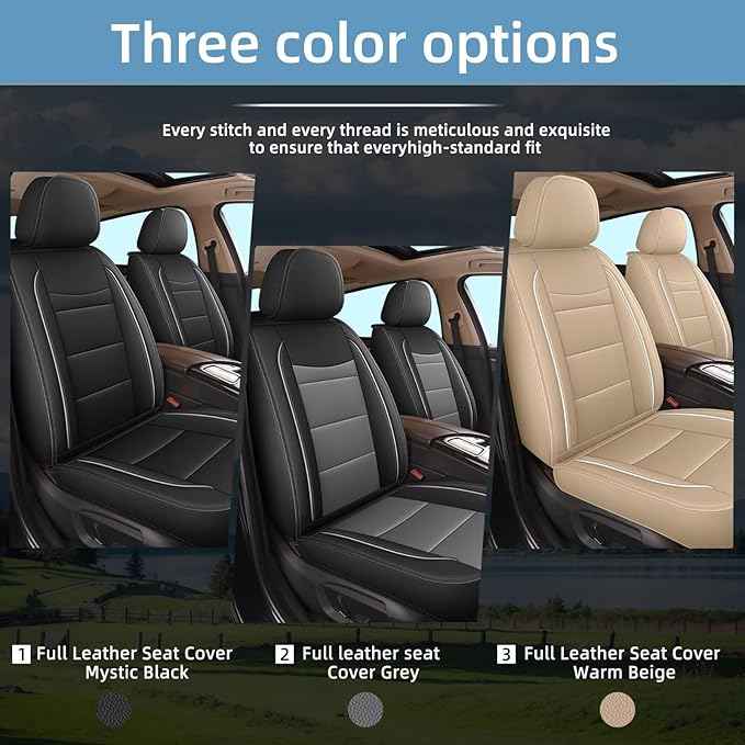 YORKNEIC Full Set Seat Covers Fit for Ford Explorer 2004-2025 2026: Faux Leather Car Seat Covers - Waterproof Car Seat Protector(Black)
