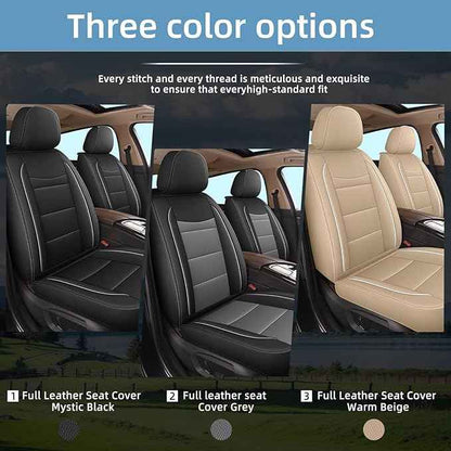 YORKNEIC Full Set Seat Covers Fit for Ford Explorer 2004-2025 2026: Faux Leather Car Seat Covers - Waterproof Car Seat Protector(Black & Grey)