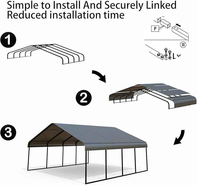Heavy Duty Extra Large Metal Carport with Vertical Roof Design - All Weather Protection Galvanized Steel Shelter for 2 Car, Dual Vehicle, RV and Boat Storage (20x20 FT)