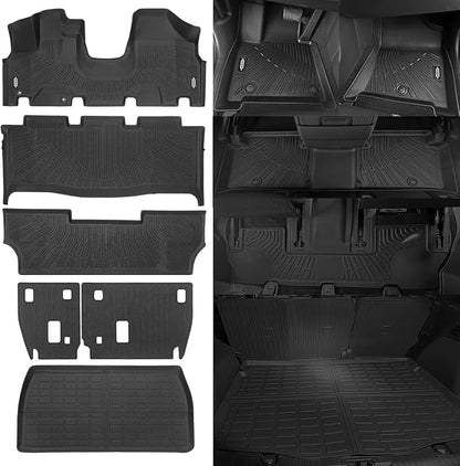 Custom Fit Floor Mats for 2005-2010 Honda Odyssey, All Weather TPE Floor Liners with Trunk Mat & Backrest Protectors, Odorless Full Set Interior Accessories