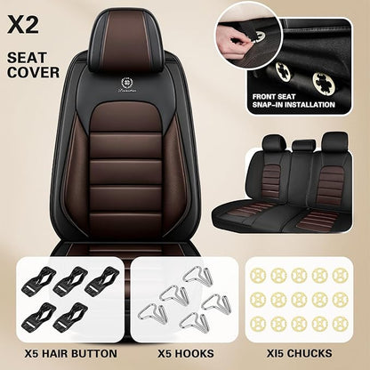 Car Seat Cover Fit for Honda Passport 2019-2026 Waterproof Seat Covers,Nappa Faux Leather Breathable and Comfortable,Car Seat Protector Car Interior Accessories (Full Set) Coffee&Black