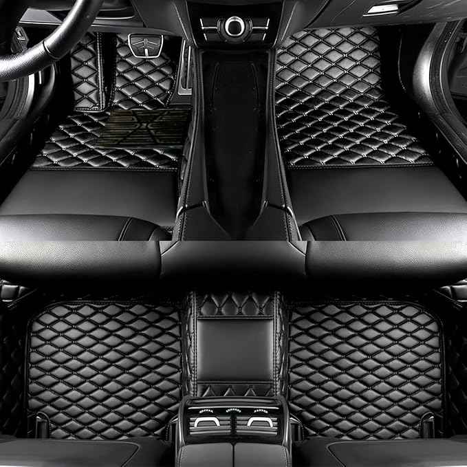 Yaruicar Custom Car Floor Mats for 2002-2026 Cadillac ATS CTS CT6 DTS Escalade Lyriq GT4 Optiq SRX SLS XT4 XT5 XT6 XTS Car Full Coverage Non-Slip Floor Liners (All Black)