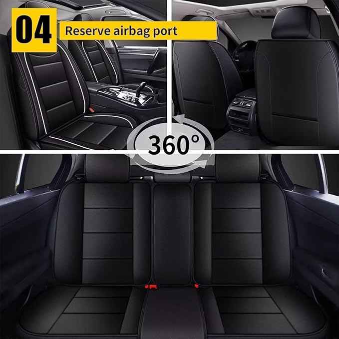 YORKNEIC Full Set Seat Covers Fit for Buick Lacrosse 2008-2019: Faux Leather Car Seat Cover Protector Cushion (5-Seat Full Set, Black)