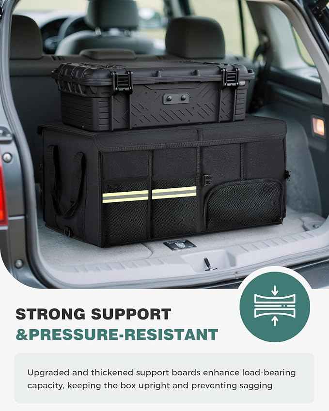 FLORICH Trunk Organizer with Breathable Shoe Storage for Suv, Waterproof Car Organizers Collapsible, Large Trunk Organizer Back Seat Storage for Car