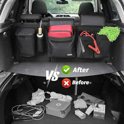 Deluxe Trunk and Backseat Organizer for Medium or large size SUVs & RVs, Detachable Storage Modules with Built-in Cooler, Patent Pending