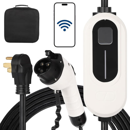 Level 2 EV Charger, 40A 240V Voltage, NEMA 14-50 Plug, 25ft Cable, Adjustable Current/Delay Timer, SAE J1772 Listed Portable Electric Car Charger for Indoor/Outdoor Use, WiFi Enabled