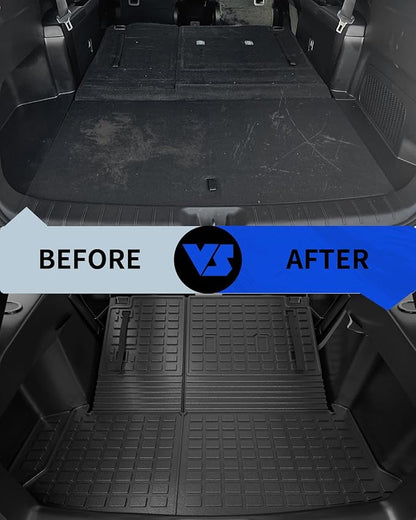 Rongtaod Carpeted Floor Mats Compatible with 2024 2025 2026 Toyota Grand Highlander 7&8 Seats Trunk Mat Cargo Mat Back Seat Cover Grand Highlander Accessories (Trunk Mat with Backrest Mat+Floor Mats)