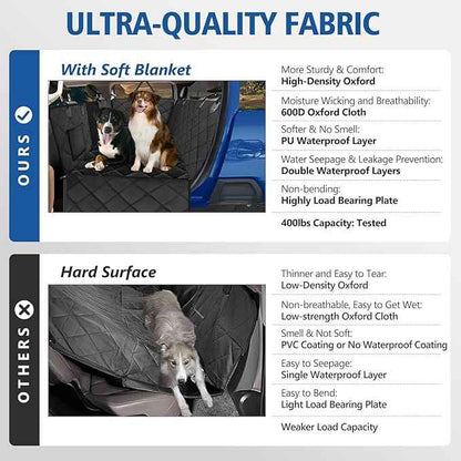 XL Truck Back Seat Extender for Dogs with Soft Blanket, Trucks Dog Seat Cover Back Seat Supports 400lbs, Hard Bottom Pet Seat Covers for Trucks, Waterproof Dog Hammock for Crew Cab Truck Black