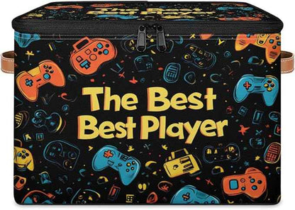 Game Storage Bins with Zipper Lids for Bedroom Kitchen Bathroom Storage Basket Foldable Toy Cube Storage Organizer for Kid Teen Women Men