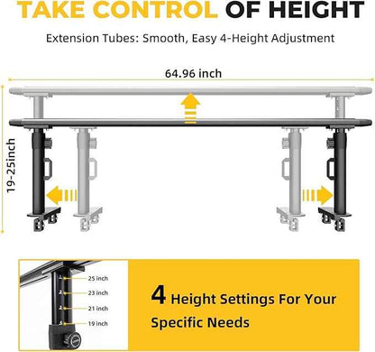 Ladder Rack for Truck, 800 LBS Capacity Truck Bed Rack, 19"-25" Height-Adjustable Aluminum Truck Ladder Racks, Fit for Medium-Size Pickup Toyota Tacoma Jeep Gladiator with Bed Rail