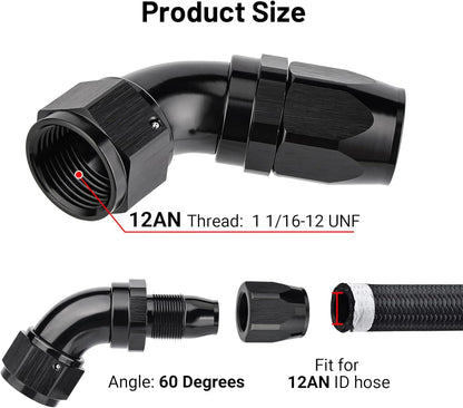 EVIL ENERGY 12AN 60 Degree One Piece Full Flow Hose End Fitting Swivel For CPE Braided Hose