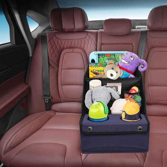 MULISOFT Car Seat Organizer, Backseat Car Organizer with 11 Storages Compartments and 2 Cup Holders, Blue
