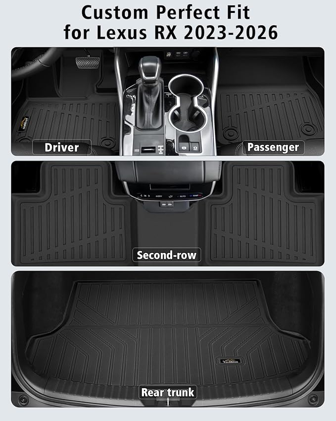 Floor Mats & Cargo Liner Custom Fit for Lexus 2023 2024 2025 2026 RX/RX350/RX350h/RX500h (Not for RX450h+ PHEV) All Weather TPE Rubber Floor Liners Full Set Automotive Mat for Lexus RX Accessories
