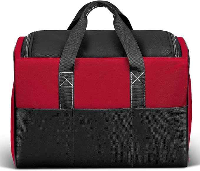 Tool Bags for Men, 17inch Tool Bag Organizer with 6Pockets, Waterproof 600D Fabric Cloth, 16.9 x 11.8 x 9.8 inches, Red and Black, Double Zipper