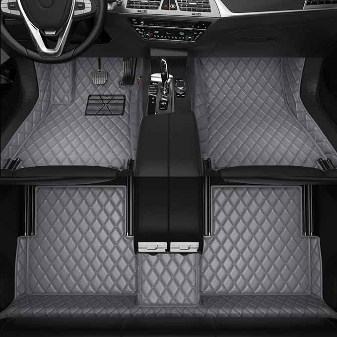 Customized Personalized car Floor MATS Luxury Full-Body car Floor mats are Suitable for 99% of Vehicle Models (Pickup Trucks/SUVs/sedans) and Offer Personalized Text Customization (Gray)