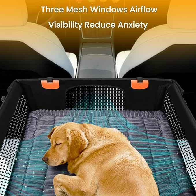 Large Dog Car Seat Cover with Dog Bed Mat for Back Seat Half - Single Seat Travel Hammock Extender, Waterproof Hard Bottom for Medium & Large Dogs, Car SUV Truck Vehicle