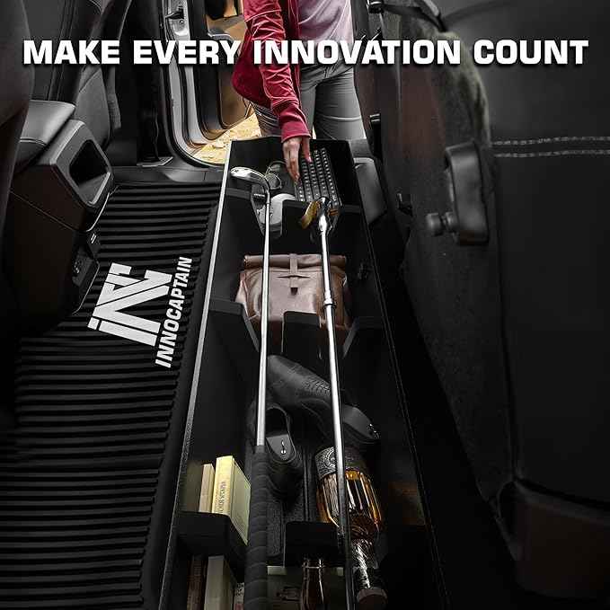 Rear Truck Underseat Storage Box, Fit 2017-2026 Ford F-250 F-350 Super Duty and 2015-2026 Ford F-150 SuperCrew Crew Cab Heavy Duty Rear Under Back Seat Box Organizer, Anti Slip