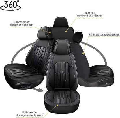 YORKENIC Fit for Jeep Liberty Seat Covers Front Set 2002-2012: Breathable Leather Car Seat Covers Compatible Airbag (2 Front Set, Black)