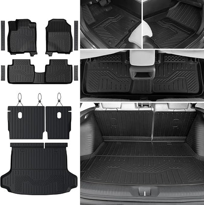 Floor Mats Set for 2023-2025 2026 Honda HR-V, All Weather TPE Backrest Mat Trunk Mat Cargo Liner Door Sill Guards Accessories for HRV (Floor Mats Set)