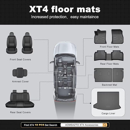 2025 XT4 Cargo Liner | Custom Fit Trunk Mat for 2019-2025 Cadillac XT4, All Weather Rear Cargo Mat 3D Waterproof Durable Odorless Trunk Liners for 2025 XT4 Cargo mat, Black