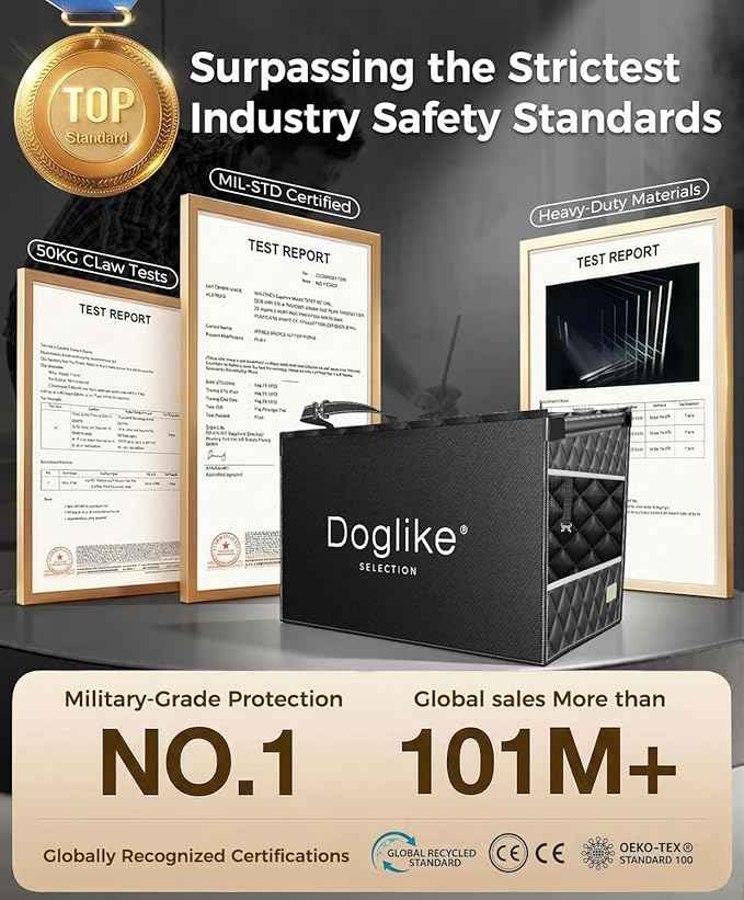 Doglike UNBREAK Armor Dog Car Seat Cover for Back Seat [NO.1 Military-Grade Reinforced Protection], 500LB Ultra-Support Armor Hard Bottom, Waterproof Pet Carseat Dog Hammock for Cars/SUV/Truck XL Size