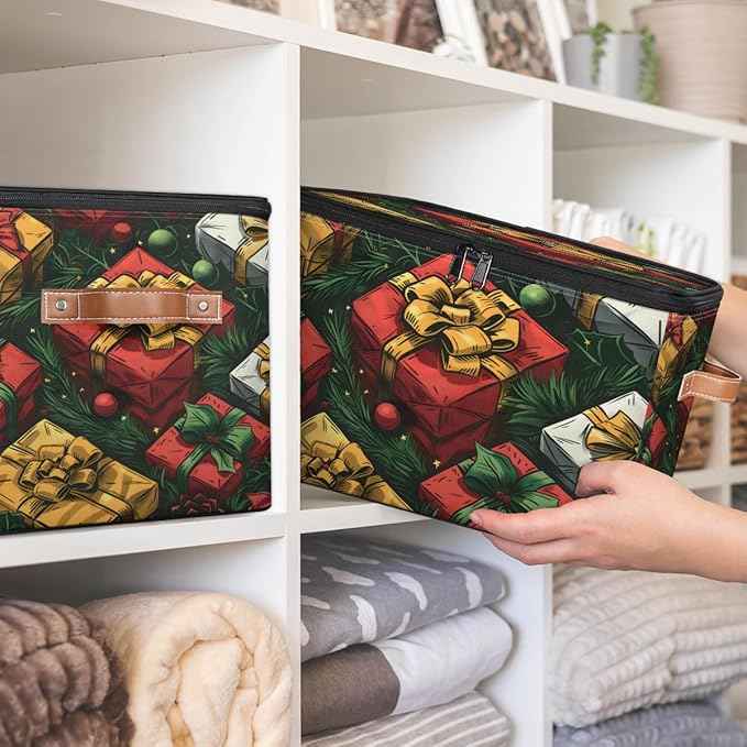 Storage Bins with Zipper Lids for Bedroom Kitchen Bathroom Storage Basket Foldable Toy Cube Storage Organizer for Kid Teen Women Men Present