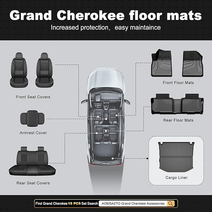 Cargo Mat Fit for 2011-2021 Jeep Grand Cherokee Rear Cargo Liner: All Weather Custom Fit TPE Automotive Trunk Liner - Grand Cherokee Trunk Mat, Black