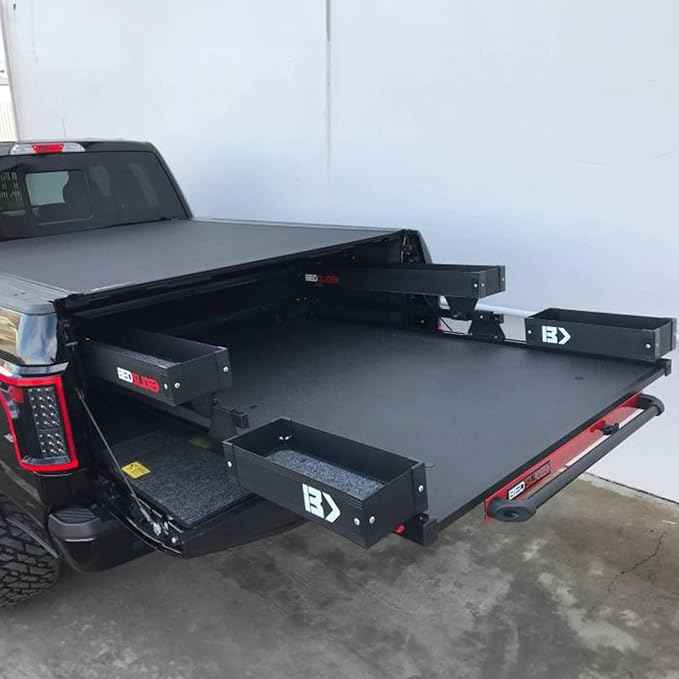 Bedslide Bedbin Side Kix Truck Bed Organizer, Storage Bin Attachments, 2 Boxes for Additional 7x44 Inches of Space on Each Side, Black