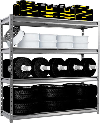 The Atlas 72" W Metal Garage Shelving Unit Load 12000 Lbs, Heavy Duty Storage Rack, Adjustable Industrial Shelves for Warehouse Shop Basement, 72" W x 24" D x 72" H, Grey