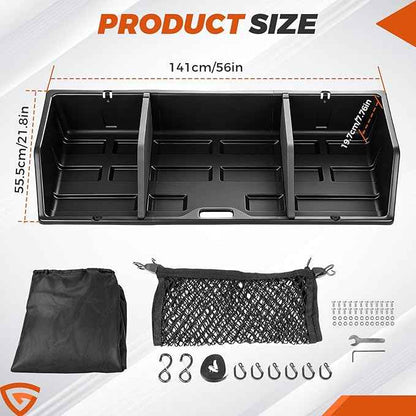 GEARLAST 56 inch Truck Bed Cargo Box, Truck Bed Organizers and Storage,Truck Bed Storage System with Isolation Netting and Tarpaulin, Tailgate-slide Design for Effortless Loading/Unloading