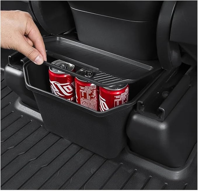 NanDeZ Compatible For Tesla Model Y 3 2022 2023 TPE Rear Center Console Storage Box Car Console Organzier Tray Case Trash Can Car Accessories, Black
