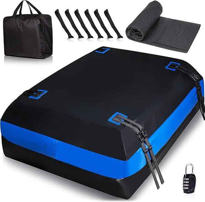 Zone Tech 21 Cubic Feet Car Rooftop Cargo Bag Carrier Soft Shell Waterproof Protective Tear and Dust Resistant Includes 6 Hooks, Anti Slip Mat, Bonus Safety Luggage Lock