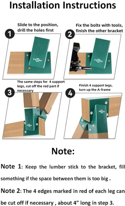 Heavy Duty Swing Sets Brackets Including 2 A-Frame Swing Set Brackets and 4 Swing Hangers for Playground Equipment Mounting Parts Hardware Included (Green)