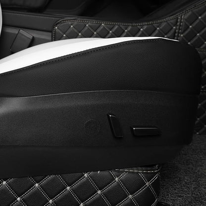 EKR Model Y Seat Covers for Tesla Model y 2020 2021 2022 2023 2024 2025 Long Range/Performance/Standard Range (Only for 5 Seats),Leather Car Seat Cover Full Set,Faux Leather (Black/White)
