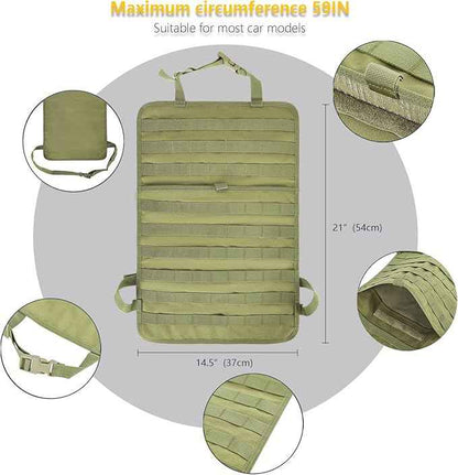 Universal Tactical Car Seat Back Organizer Bag Tactical Molle Vehicle Organizers Panel Vehicle Protector Organizers with 5 Detachable Pouches for Car Truck Ford Jeep (Army green)