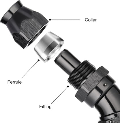 EVIL ENERGY 12AN 30 Degree PTFE One Piece Full Flow End Hose Fitting Aluminum Black