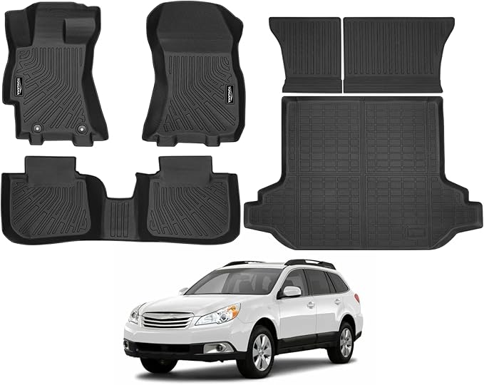 Tongama-Floor Mats for 2010-2014 Subaru Outback, All Weather TPE Floor Liners and Trunk Mat and Backrest Mats Protectors for Subaru Outback Interior Accessories