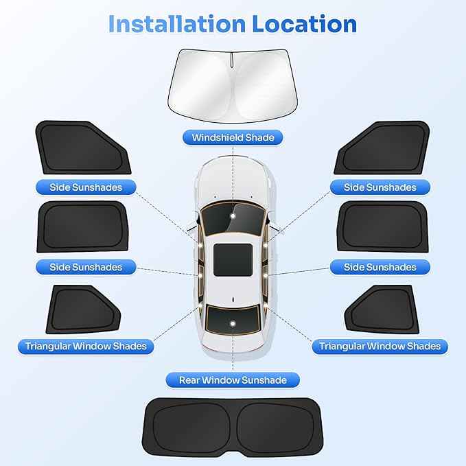 Sunshades for 2025 2026 Nissan Armada Accessories Windshield Sun Shade Side Rear Window Shade Cover Sun Visor Shield Privacy Protection for Camping Keep Vehicle Cool Black 8PCS
