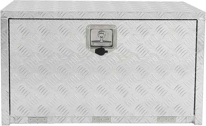 Heavy Duty Aluminum Truck Bed Tool Box,Diamond Plate Waterproof Underbody Toolbox with Sliding Shelf, Lock & Keys, Side Handle, Storage Organizer Chest for Pickup Truck, RV Trailer, Cargo Vehicles