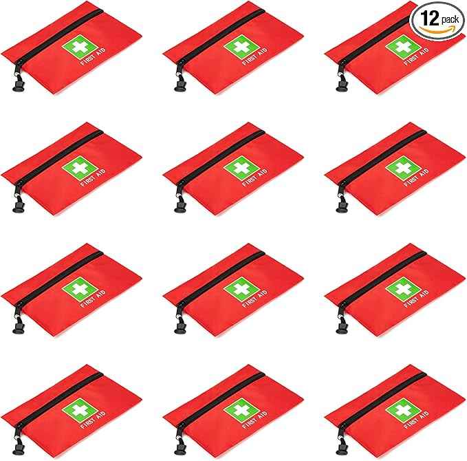 Red Emergency Bag First Aid Bag Small Empty Travel Rescue Bag Pouch First Responder Storage Medicine Pocket Bag for Car Home Office Kitchen (8.3x5.5" 12pcs green print)