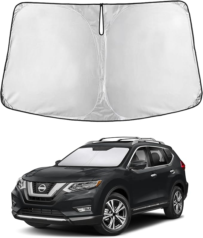 EcoNour Windshield Sun Shade Compatible for Nissan Rogue 2014–2020 | SUV Front Window Sunshade | Foldable 4-Layer Sun Visor Protector | UV & Heat Blocking | Keeps Interior Cooler