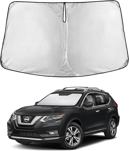 EcoNour Windshield Sun Shade Compatible for Nissan Rogue 2014–2020 | SUV Front Window Sunshade | Foldable 4-Layer Sun Visor Protector | UV & Heat Blocking | Keeps Interior Cooler