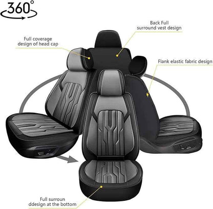 YORKENIC Fit for Chevrolet Chevy Impala Seat Covers Front Set 2009-2020: Breathable Leather Car Seat Covers Compatible Airbag (2 Front Set, Black & Grey)