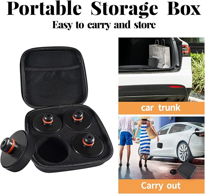 Chirano Lifting Jack Pad for Tesla Model Y with 4680 Battery (Texas Built), Small Size Protrusion, 4 Pucks with Storage Case
