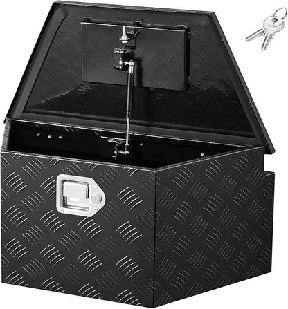 VEVOR Trailer Tongue Box, Heavy Duty Trailer Tongue Tool Box Storage Organizer with Lock & Keys, Utility Tool Chest for Pickup Truck Bed, RV, SUV, Off-Road Vehicle, Aluminum, 26" x 13" x 12", Black