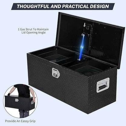 36 Inch Truck Bed Tool Box, Heavy Duty Aluminum Diamond Plate Tool Box, Trailer Tool Box for Pick Up Truck RV Trailer, Chest Storage Organizer with Lock and Keys